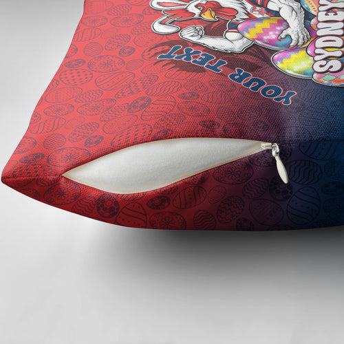 Personalized Sydney Roosters Pillow Cover Easter Mascot - Colorful Eggs Cartoon Style