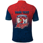 Personalized Sydney Roosters Polo Shirt Easter Mascot - Colorful Eggs Cartoon Style