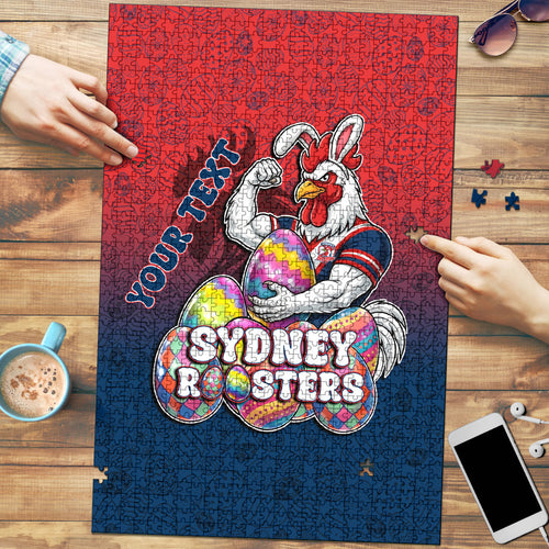 Personalized Sydney Roosters Puzzle Easter Mascot - Colorful Eggs Cartoon Style