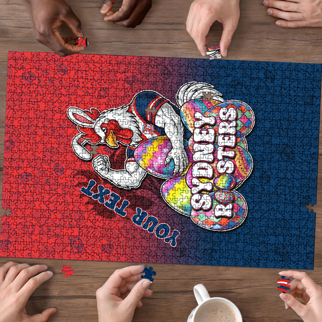Personalized Sydney Roosters Puzzle Easter Mascot - Colorful Eggs Cartoon Style