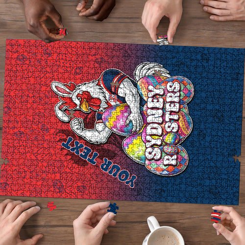 Personalized Sydney Roosters Puzzle Easter Mascot - Colorful Eggs Cartoon Style