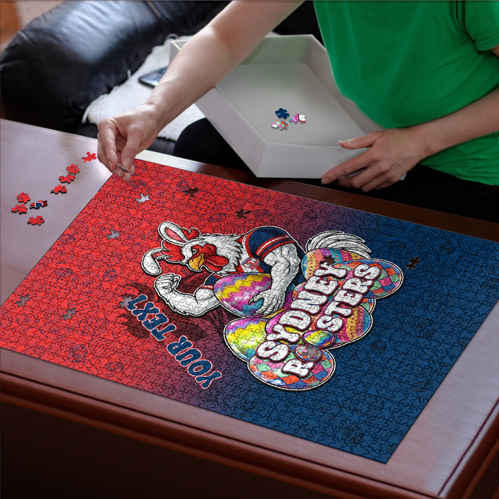 Personalized Sydney Roosters Puzzle Easter Mascot - Colorful Eggs Cartoon Style