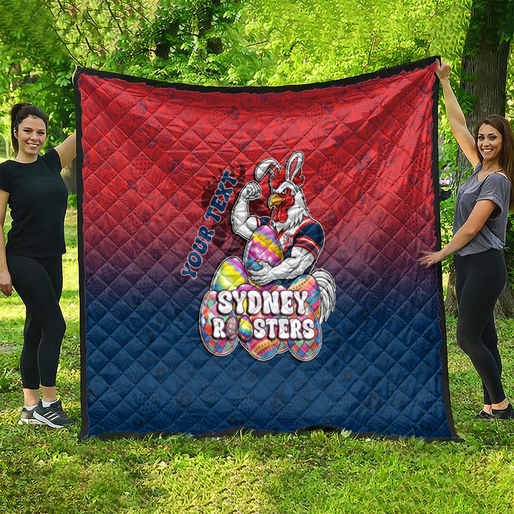 Personalized Sydney Roosters Quilt Easter Mascot - Colorful Eggs Cartoon Style