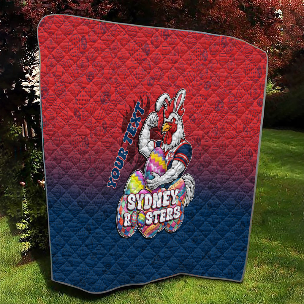 Personalized Sydney Roosters Quilt Easter Mascot - Colorful Eggs Cartoon Style
