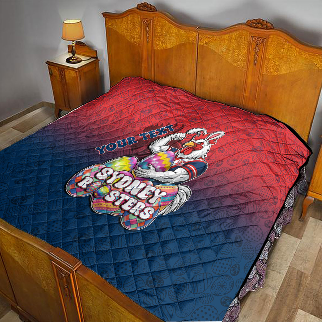 Personalized Sydney Roosters Quilt Easter Mascot - Colorful Eggs Cartoon Style