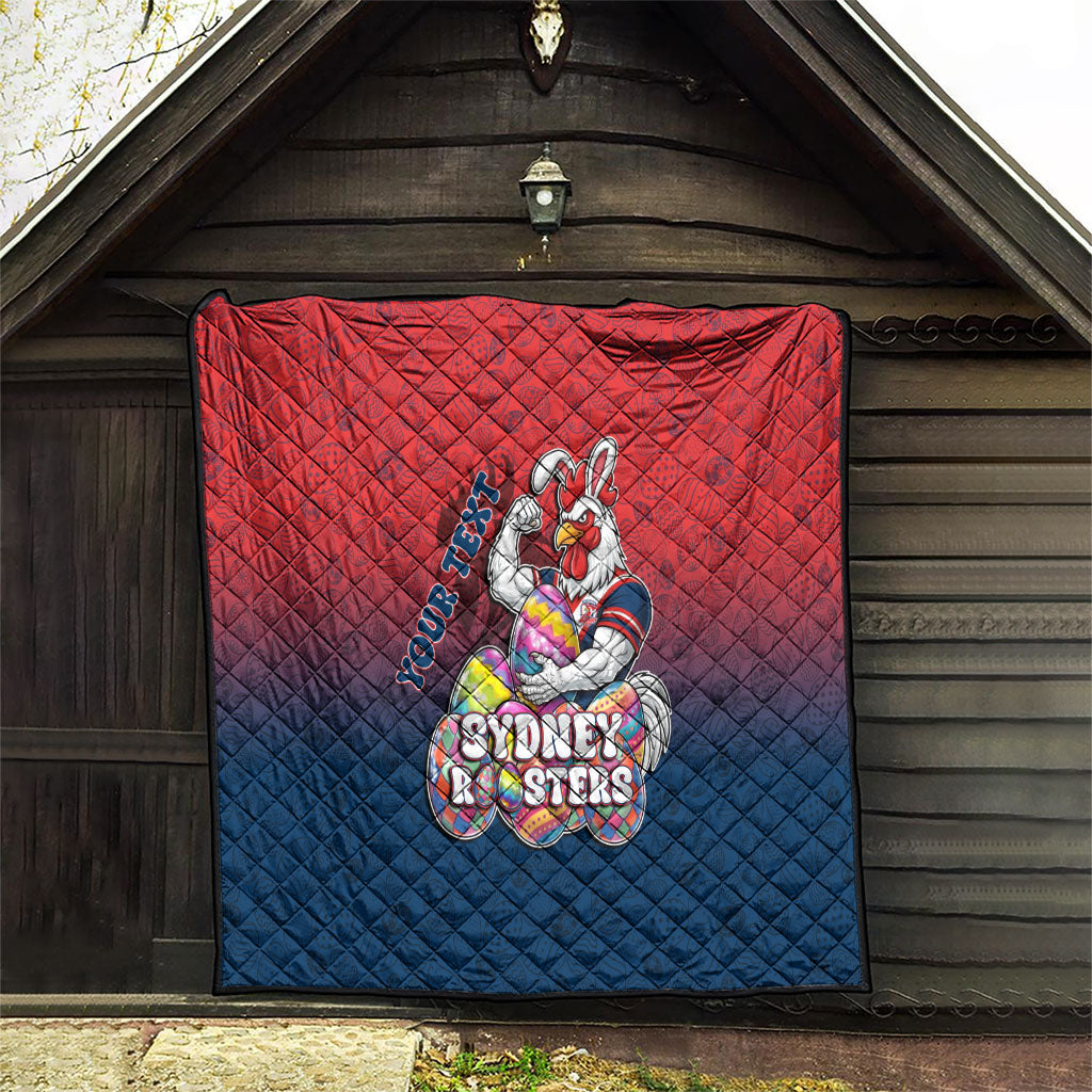 Personalized Sydney Roosters Quilt Easter Mascot - Colorful Eggs Cartoon Style