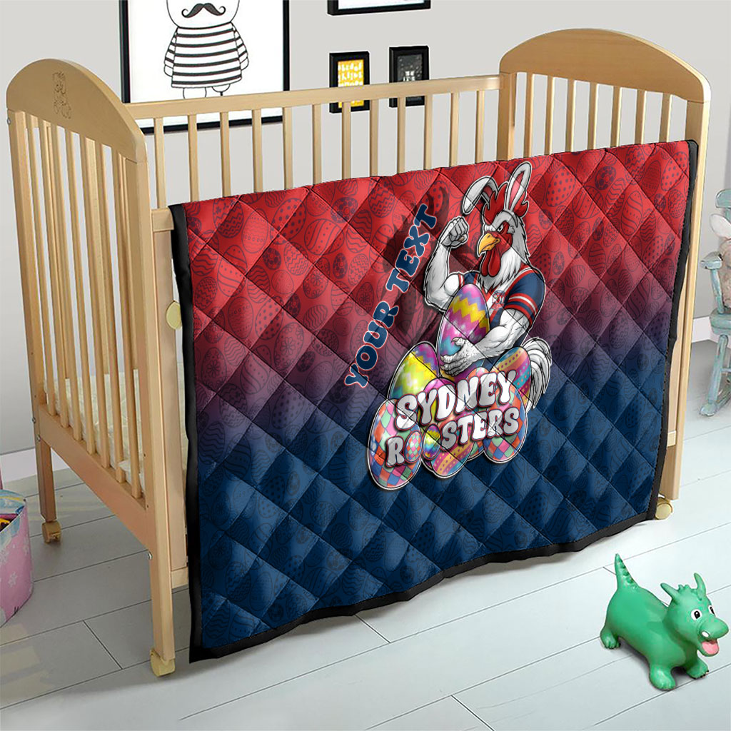 Personalized Sydney Roosters Quilt Easter Mascot - Colorful Eggs Cartoon Style