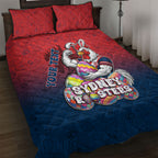 Personalized Sydney Roosters Quilt Bed Set Easter Mascot - Colorful Eggs Cartoon Style