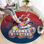 Personalized Sydney Roosters Round Carpet Easter Mascot - Colorful Eggs Cartoon Style