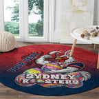 Personalized Sydney Roosters Round Carpet Easter Mascot - Colorful Eggs Cartoon Style
