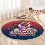 Personalized Sydney Roosters Round Carpet Easter Mascot - Colorful Eggs Cartoon Style