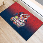 Personalized Sydney Roosters Rubber Doormat Easter Mascot - Colorful Eggs Cartoon Style