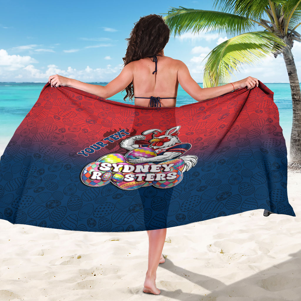 Personalized Sydney Roosters Sarong Easter Mascot - Colorful Eggs Cartoon Style