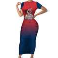 Personalized Sydney Roosters Short Sleeve Bodycon Dress Easter Mascot - Colorful Eggs Cartoon Style