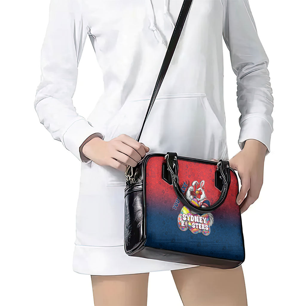 Personalized Sydney Roosters Shoulder Handbag Easter Mascot - Colorful Eggs Cartoon Style