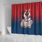 Personalized Sydney Roosters Shower Curtain Easter Mascot - Colorful Eggs Cartoon Style