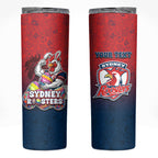 Personalized Sydney Roosters Skinny Tumbler Easter Mascot - Colorful Eggs Cartoon Style