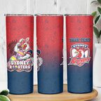 Personalized Sydney Roosters Skinny Tumbler Easter Mascot - Colorful Eggs Cartoon Style