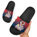 Personalized Sydney Roosters Slide Sandals Easter Mascot - Colorful Eggs Cartoon Style