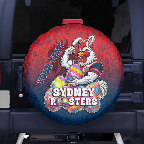 Personalized Sydney Roosters Spare Tire Cover Easter Mascot - Colorful Eggs Cartoon Style