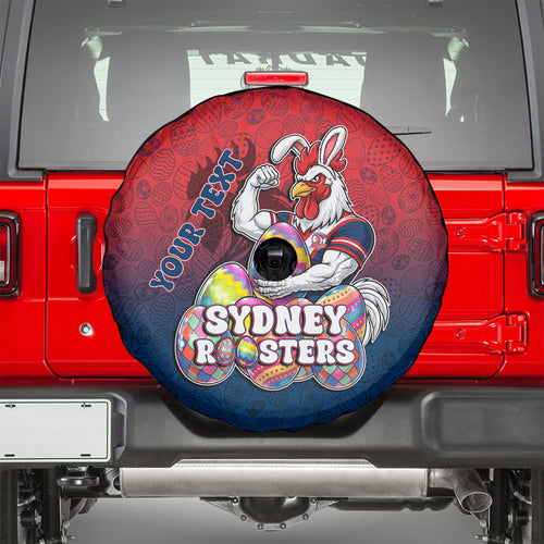 Personalized Sydney Roosters Spare Tire Cover Easter Mascot - Colorful Eggs Cartoon Style