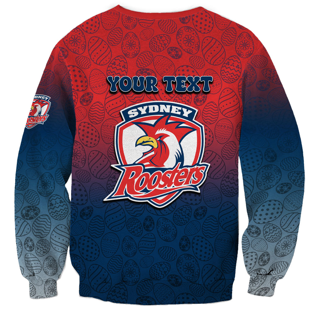 Personalized Sydney Roosters Sweatshirt Easter Mascot - Colorful Eggs Cartoon Style