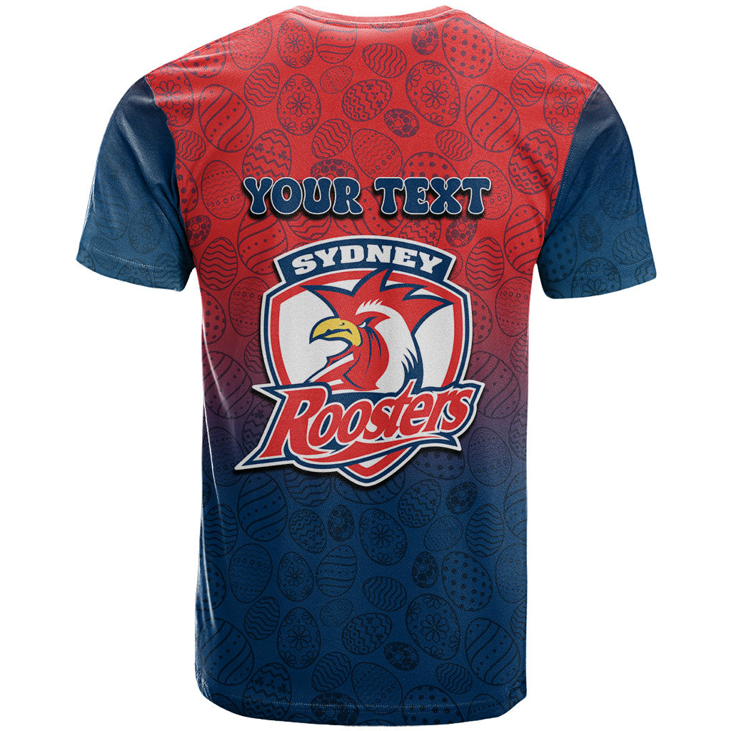Personalized Sydney Roosters T Shirt Easter Mascot - Colorful Eggs Cartoon Style