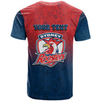 Personalized Sydney Roosters T Shirt Easter Mascot - Colorful Eggs Cartoon Style