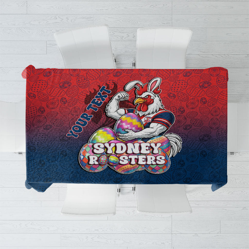 Personalized Sydney Roosters Tablecloth Easter Mascot - Colorful Eggs Cartoon Style