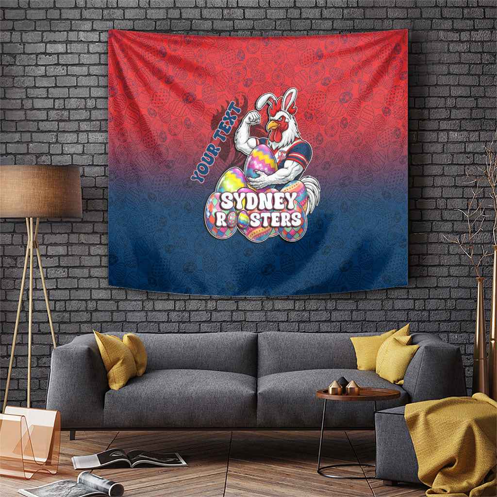 Personalized Sydney Roosters Tapestry Easter Mascot - Colorful Eggs Cartoon Style