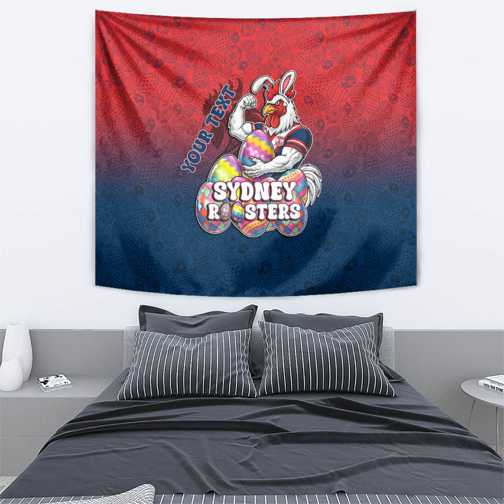Personalized Sydney Roosters Tapestry Easter Mascot - Colorful Eggs Cartoon Style