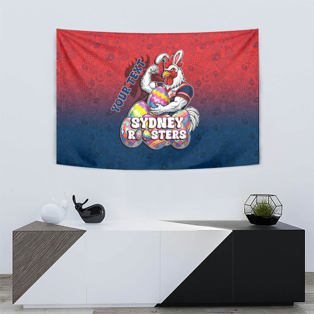 Personalized Sydney Roosters Tapestry Easter Mascot - Colorful Eggs Cartoon Style