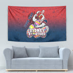 Personalized Sydney Roosters Tapestry Easter Mascot - Colorful Eggs Cartoon Style