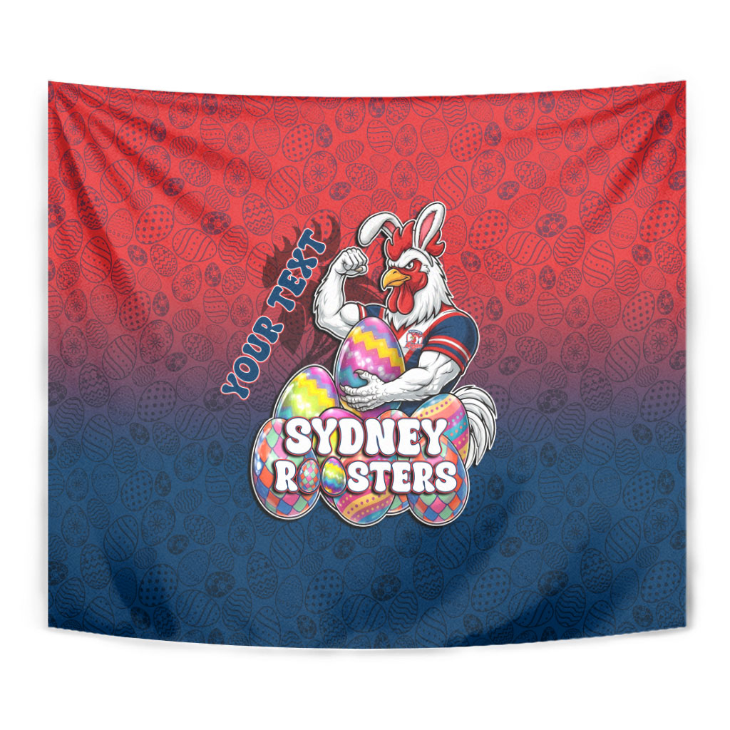Personalized Sydney Roosters Tapestry Easter Mascot - Colorful Eggs Cartoon Style