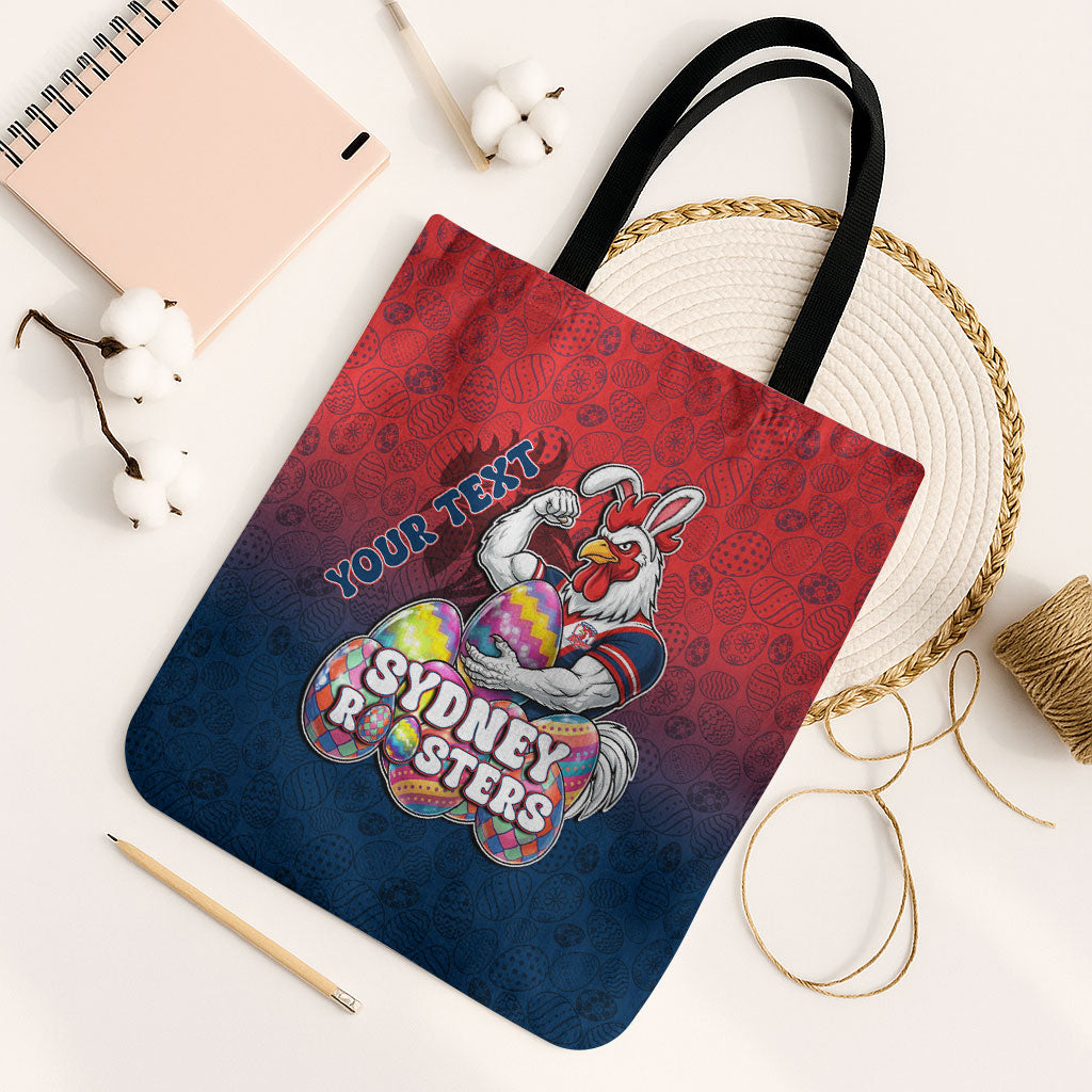 Personalized Sydney Roosters Tote Bag Easter Mascot - Colorful Eggs Cartoon Style