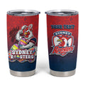 Personalized Sydney Roosters Tumbler Cup Easter Mascot - Colorful Eggs Cartoon Style