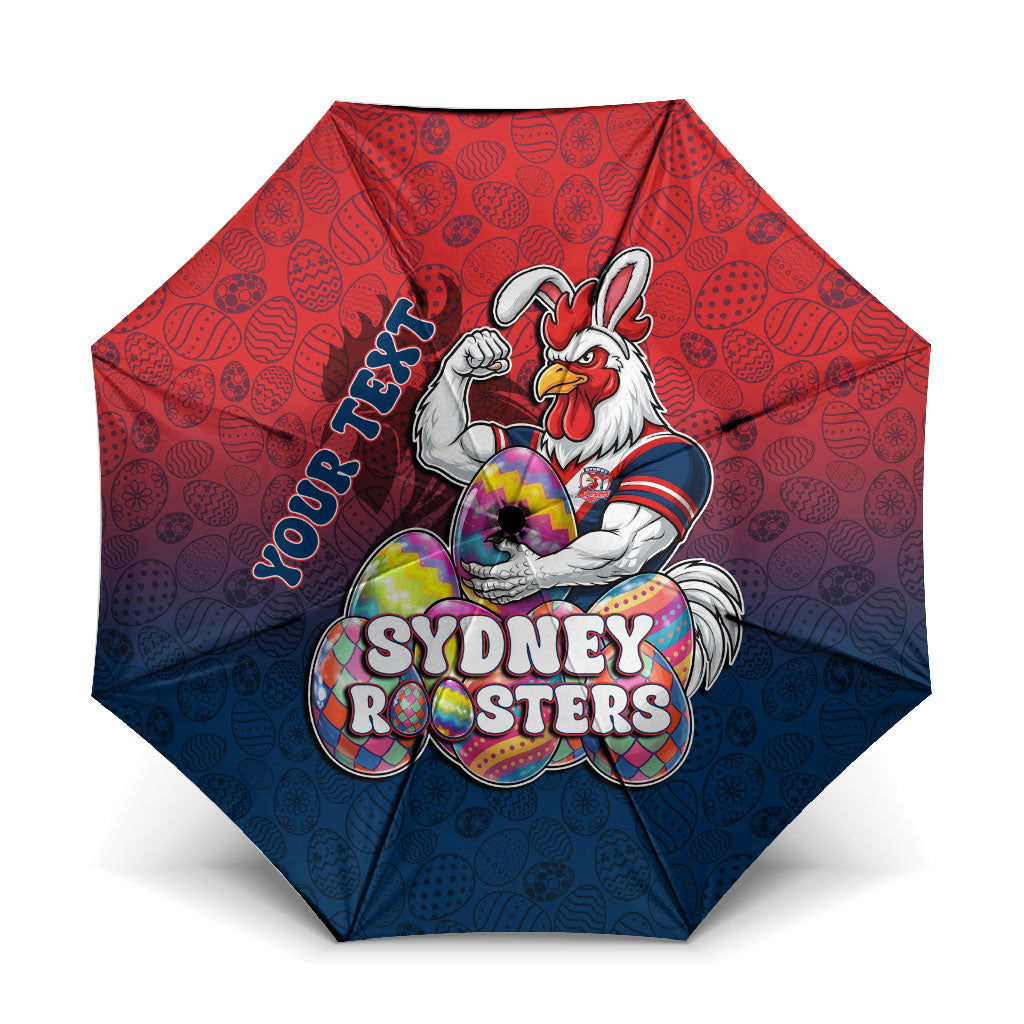 Personalized Sydney Roosters Umbrella Easter Mascot - Colorful Eggs Cartoon Style