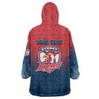 Personalized Sydney Roosters Wearable Blanket Hoodie Easter Mascot - Colorful Eggs Cartoon Style