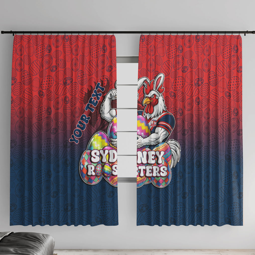 Personalized Sydney Roosters Window Curtain Easter Mascot - Colorful Eggs Cartoon Style