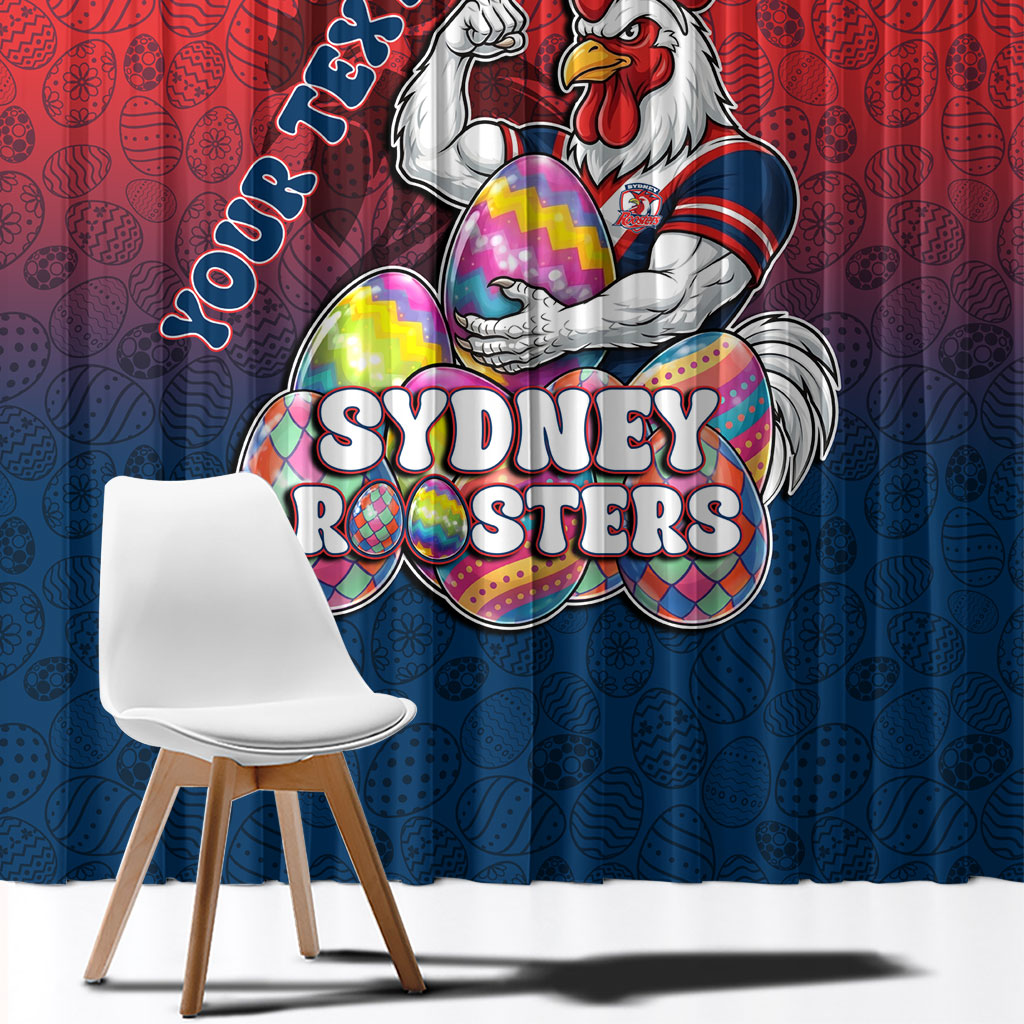 Personalized Sydney Roosters Window Curtain Easter Mascot - Colorful Eggs Cartoon Style