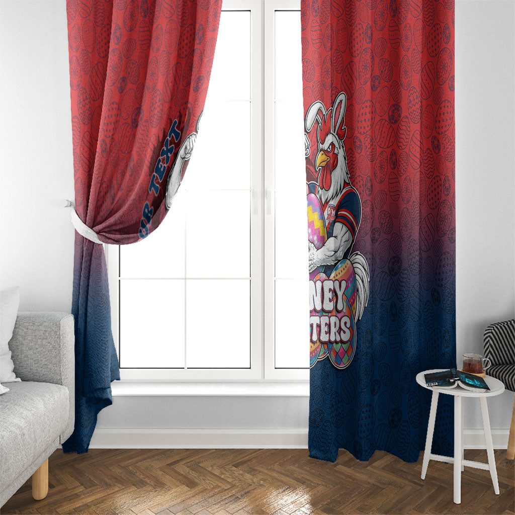 Personalized Sydney Roosters Window Curtain Easter Mascot - Colorful Eggs Cartoon Style