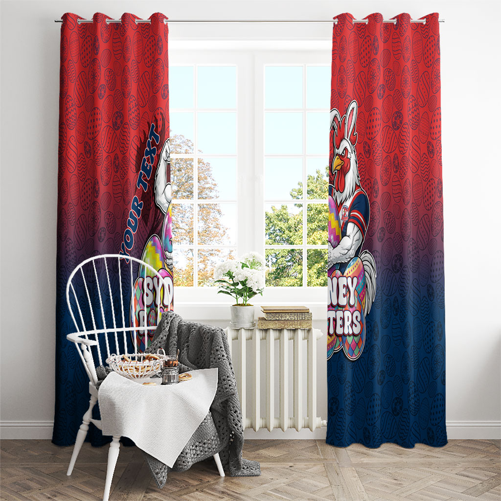 Personalized Sydney Roosters Window Curtain Easter Mascot - Colorful Eggs Cartoon Style