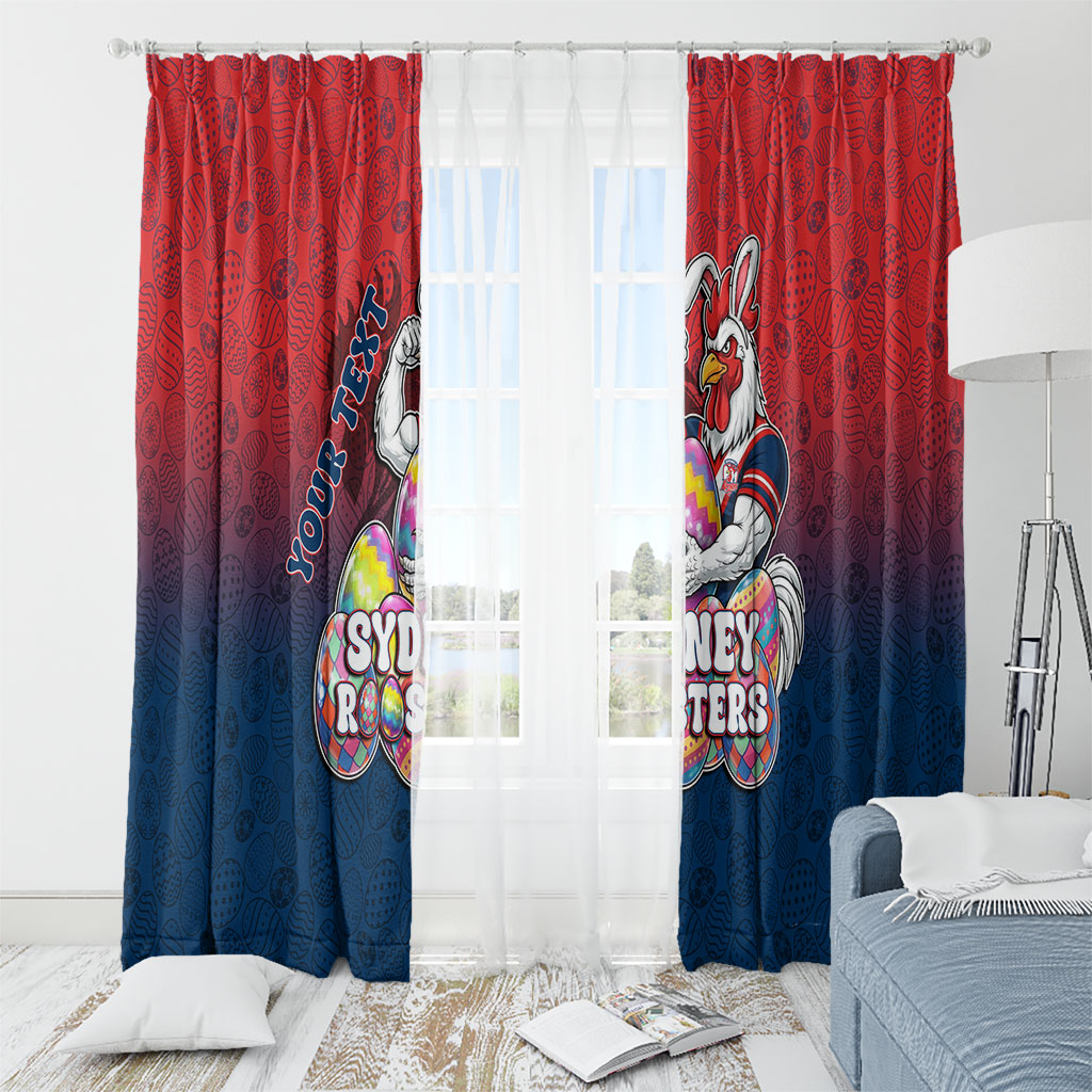 Personalized Sydney Roosters Window Curtain Easter Mascot - Colorful Eggs Cartoon Style