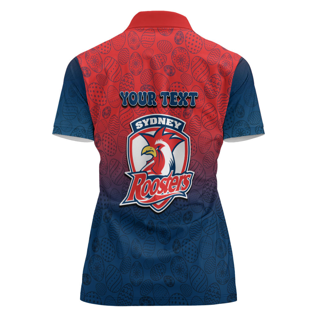 Personalized Sydney Roosters Women Polo Shirt Easter Mascot - Colorful Eggs Cartoon Style