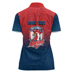Personalized Sydney Roosters Women Polo Shirt Easter Mascot - Colorful Eggs Cartoon Style