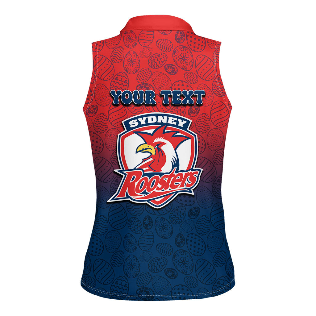 Personalized Sydney Roosters Women Sleeveless Polo Shirt Easter Mascot - Colorful Eggs Cartoon Style