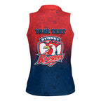 Personalized Sydney Roosters Women Sleeveless Polo Shirt Easter Mascot - Colorful Eggs Cartoon Style