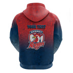 Personalized Sydney Roosters Zip Hoodie Easter Mascot - Colorful Eggs Cartoon Style
