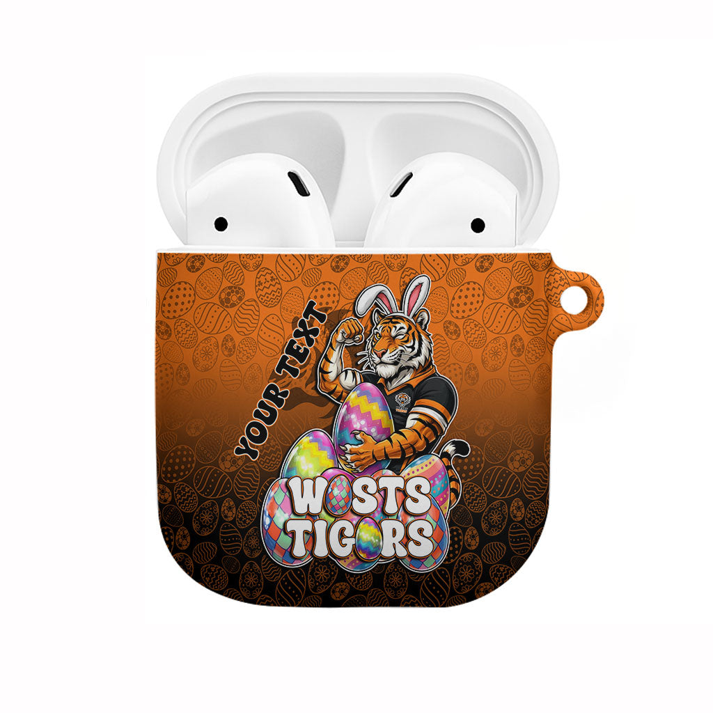 Personalized Wests Tigers AirPods Case Easter Mascot - Colorful Eggs Cartoon Style