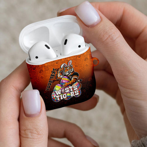 Personalized Wests Tigers AirPods Case Easter Mascot - Colorful Eggs Cartoon Style